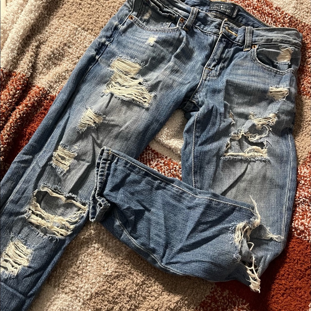 lucky brand ripped skinny jeans - 00